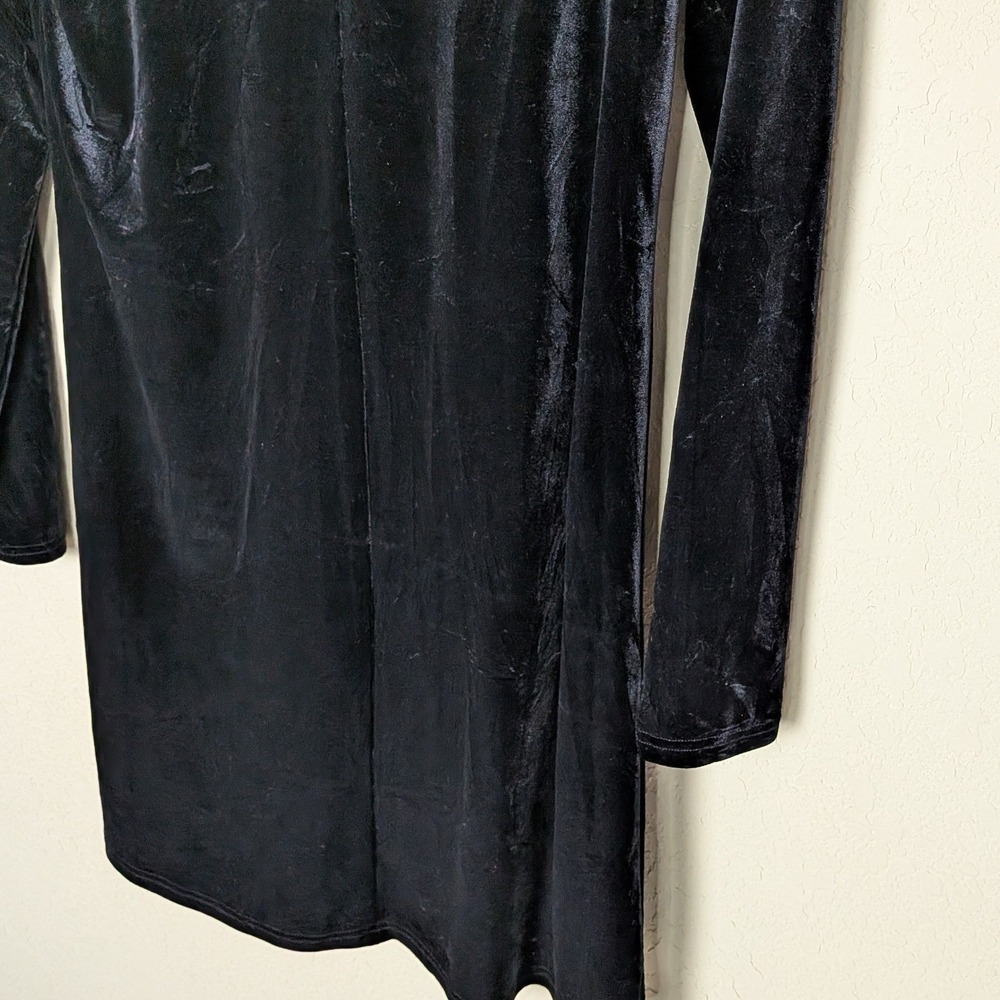 Gestuz Black Velvet Ruffle Long Sleeve Dress Sz M Whimsigoth Goth Witchy 90s Y2K - Picture 7 of 8